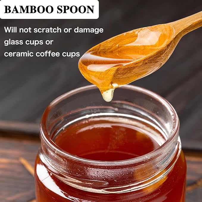 BLUE TOP 8 PCS Honey Dipper Sticks Honey Spoon 6 Inch Individually Wrapped Honey Stirrer Stick Mixing Spoon for Honey Jar Dispense Drizzle Honey Wedding Party