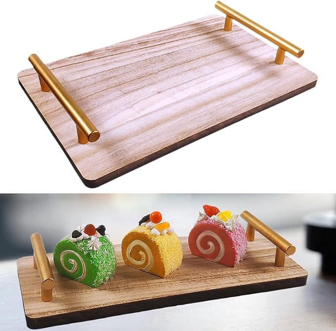 Elegant Donut Serving Tray with Convenient Handle for Desserts, Golden