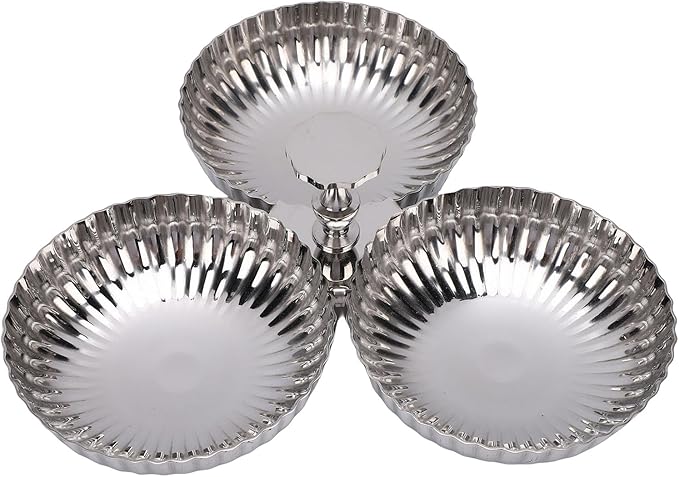 Zerodis 304 Stainless Steel Serving Plate Serving Trays 1 Silver Mirror Reusable Dessert Tray Fruit Bowl Snack Candy Plate Nut Server Platter for Home Kitchen Party 304 Stainless