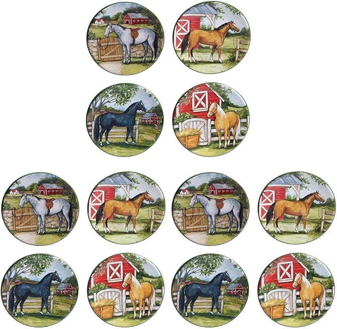 Certified International Clover Farm 6" Canape/Luncheon Plates, Assorted Designs (Pack of 12)