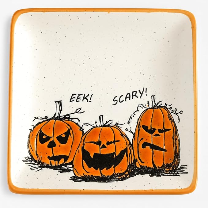 Blue Sky Clayworks Pumpkin Ink Appetizer Plate, 5.02" L, Set of 4