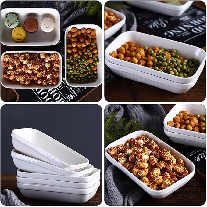 1pc Ceramic Snack Holder Plate Rectangular Food Container for Appetizers Desserts and Fruits Design for Home Restaurant and Buffet Use