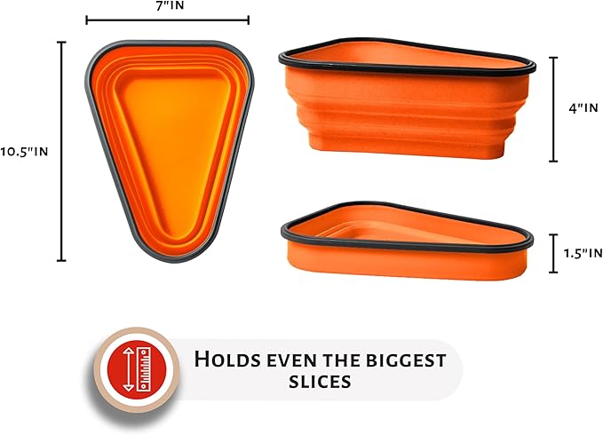 PIZZA PACK The Perfect Reusable Pizza Storage Container with 5 Microwavable Serving Trays - BPA-Free Adjustable Pizza Slice Container to Organize & Save Space, Orange