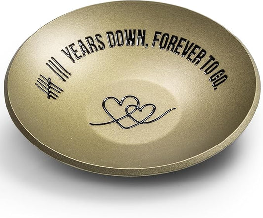 8 Year Anniversary Bronze Gifts for Her Him, 8th Wedding Anniversary for Wife Husband, 4" Metal Ring Holder Dish Jewelry Tray - Unique Decoration Ideas Bronze Gift For Men Women Couple