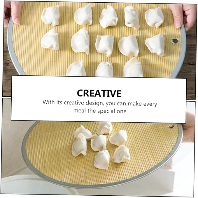 1pc Bamboo Dumpling Tray Food Storage Pad Steamed Bun Display Plate with Edging Household Dumpling Serving Tray for Home Restaurant Use