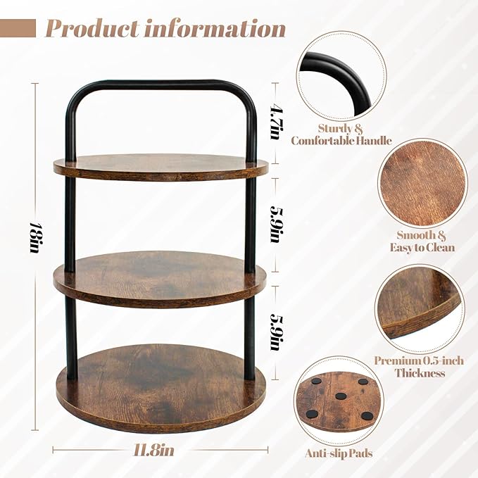 2PCS Wooden Cupcake Stand for 100 Cupcakes - 3-Tier Large Round Dessert Table Display Set with Cupcake Tower, Tiered Tray,Cake Tray and Serving Tray for Wedding, Party, Anniversary, Farmhouse Decor