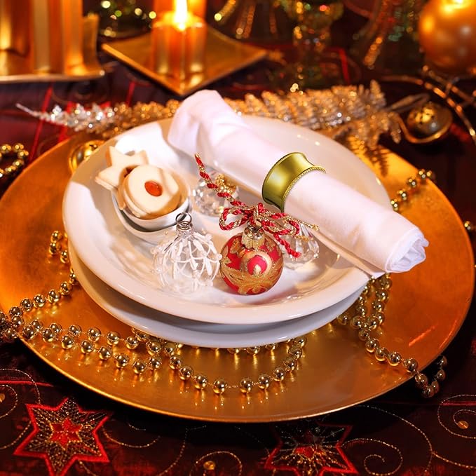 8 Pcs Gold Napkin Rings Set Metal Napkin Holder Rings Holiday Rhinestone Delicate Buckle for Easter Wedding Dinner Party Receptions Family Gathering Table Setting Holiday Table Decoration