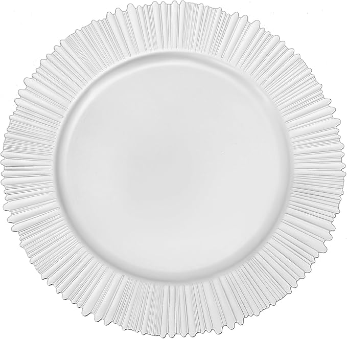 100 Pcs Antique Charger Plates Bulk 13 Inch Embossed Rim Plastic Party Dinner Plate Chargers Round Decorative Server Plate for Wedding Party Event Tableware (100pcs-silver2)