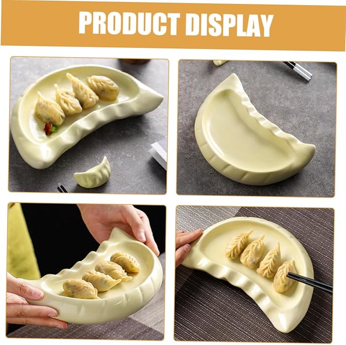 Zerodeko Dumpling Shaped Ceramic Plate Creative Dinnerware for Appetizers Snacks Microwave Dishwasher Safe Capacity for Family Gatherings Versatile Serving Tray