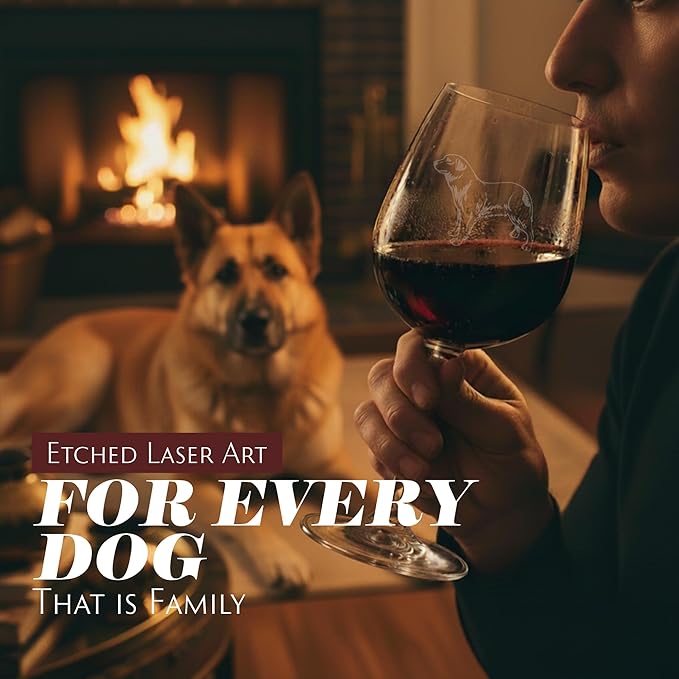Etched Laser Art Aidi Personalized Dog Themed Etched 12.75oz Wine Glass Custom Dog Breed Wine Glasses, Ideal for Pet Lovers, Unique Birthday Gift for Men & Women, Personalized Gift
