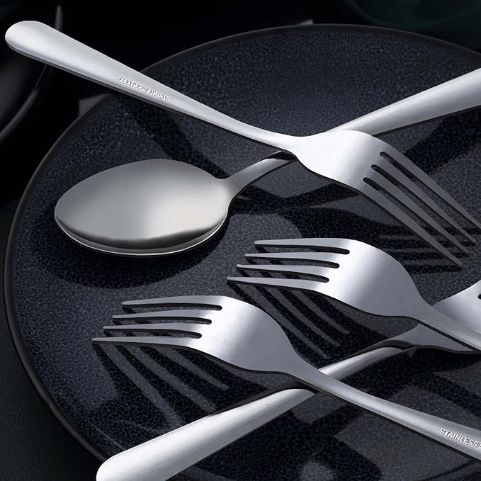Unokit Spoons Silverware Set - 36-Piece (6.7 inch) Stainless Steel Dinner Dessert Spoons, Tablespoon, Silverware Spoons Only for Home, Kitchen or Restaurant - Mirror Polished, Dishwasher Safe