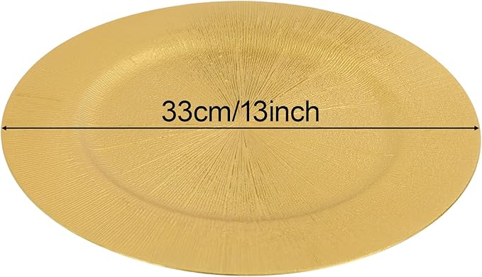 100 Pcs Antique Charger Plates Bulk 13 Inch Embossed Rim Plastic Party Dinner Plate Chargers Round Decorative Server Plate for Wedding Party Event Tableware (100pcs-gold2)
