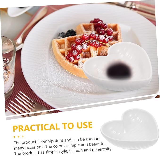 4pcs Heart-shaped Plate Collection Ceramic Sauce Dishes Appetizer Bowl for Kitchen Party Camping