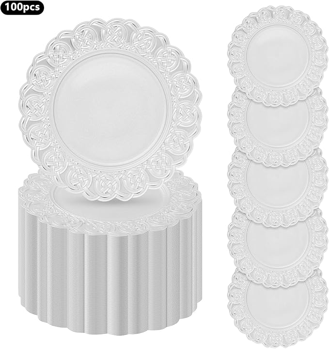 Sliver Plastic Charger Plates Set of 100, 13” Reusable Party Chargers for Dinner Plates, Elegant Round Service Plate Chargers Bulk Decorative for Wedding, Catering Table Decor