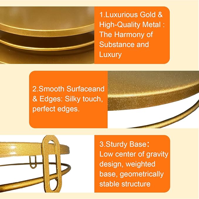3Pcs Metal Cake Stand 8/10/12 Inches Dessert Stands Cupcake Display Stands Dessert Table Decoration Dessert Trays for Birthday Party Afternoon Tea Serving Plates（Gold）