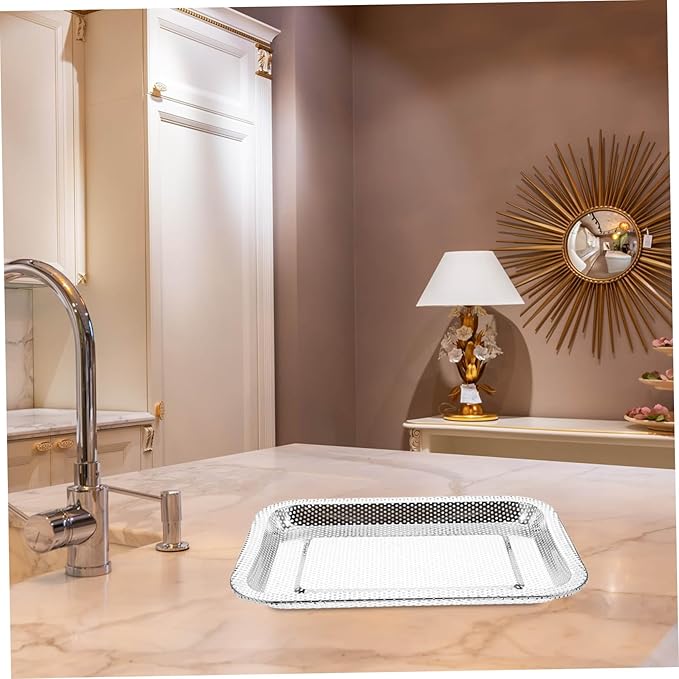 Stainless Steel Drain Tray Steaming Dish Fine Mesh Tea Tray Japanese Style for Air Fryer Replacement Parts Efficient Water Drainage