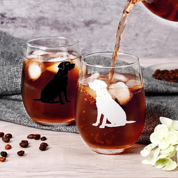 Futtumy Labrador Retriever Wine Glasses - Set of 2, Gifts for Dog Lovers for Christmas, Birthday, Mother's Day - 17Oz Women's Wine Glasses