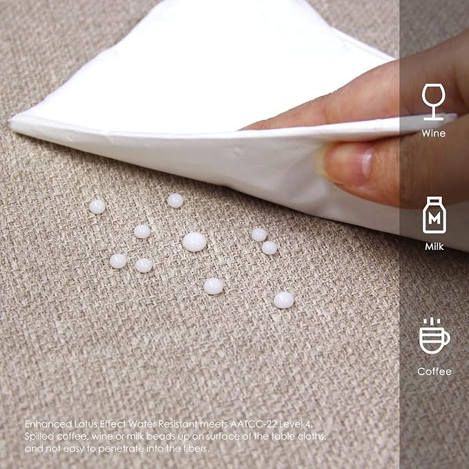 BALCONY & FALCON Square Tablecloth Washable Wrinkle Resistant and Water Proof Table Cloth Decorative Linen Fabric Tablecloths for Dining Party Kitchen Wedding Outdoor Use (Beige, 70x70)
