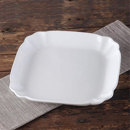 Dinnerware Set, Ceramics Dinner Sets Pure White Ceramic Baking Tray Rectangular Deep Dish Oven Tableware Rice Dish Baked Cheese Western Dish 10 Inch