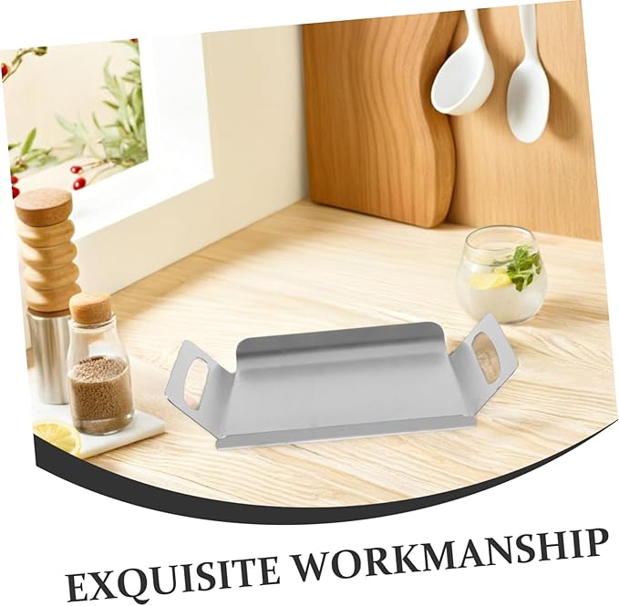 PRETYZOOM Silver Trays for Serving Stainless Steel Rectangular Dessert Tray Elegant Decor