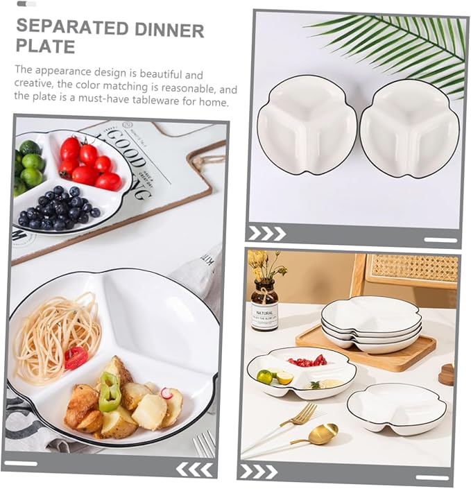 Ceramic Portion Control Plate Divided Dinner Plate for Diet Management for Serving Fruits Salads and Appetizers Heat Resistant Easy to Clean Design