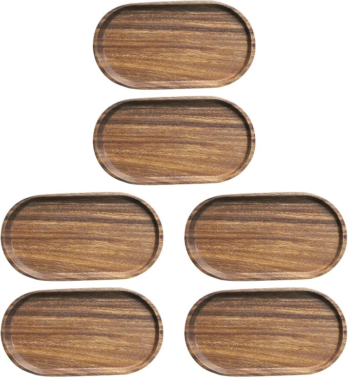 DOITOOL Wooden Serving Tray 7.87 X 4.64 Inch Oval Food Platter Decorative Snack Plate for Appetizers Coffee and Desserts Kitchen Dining Serving Dish