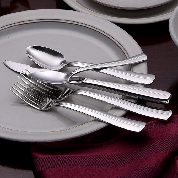 Liberty Tabletop Cedarcrest 45-piece 18/10 Flatware Set Service for 8, Includes Serving Pieces Made in USA