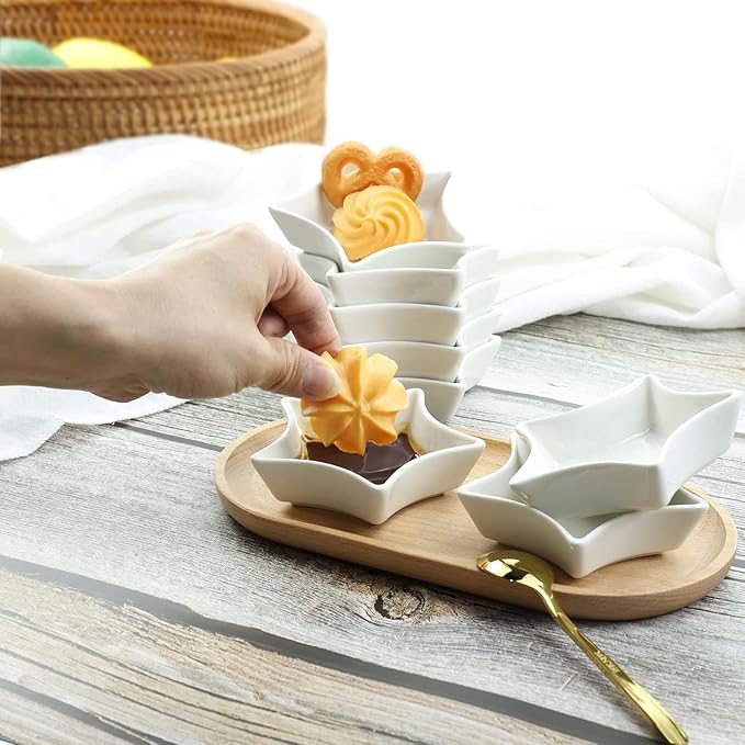 SOCOSY Star-shaped Multipurpose Ceramic Sauce Dish Seasoning Dishes Sushi Dipping Bowl Appetizer Plates Serving Dish Saucers Bowl(Set of 20)