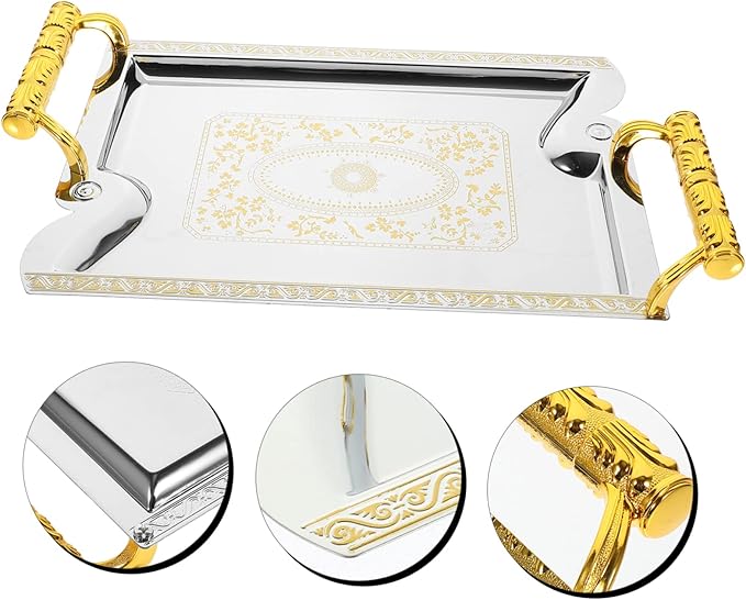 Happyyami Metal Serving Tray Fruit Trays Tiered Dessert Stand Decorative Snack Container