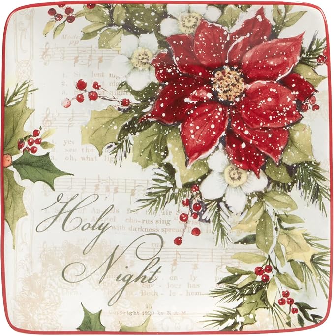Certified International Silent Night 6" Canape/Luncheon Plates, Set of 4, Multicolor, Small