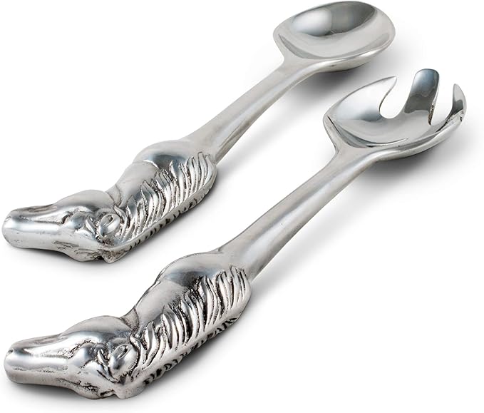 Arthur Court Designs Aluminum Horse Figural Salad/Food Serving Set Pair 11 inch Long