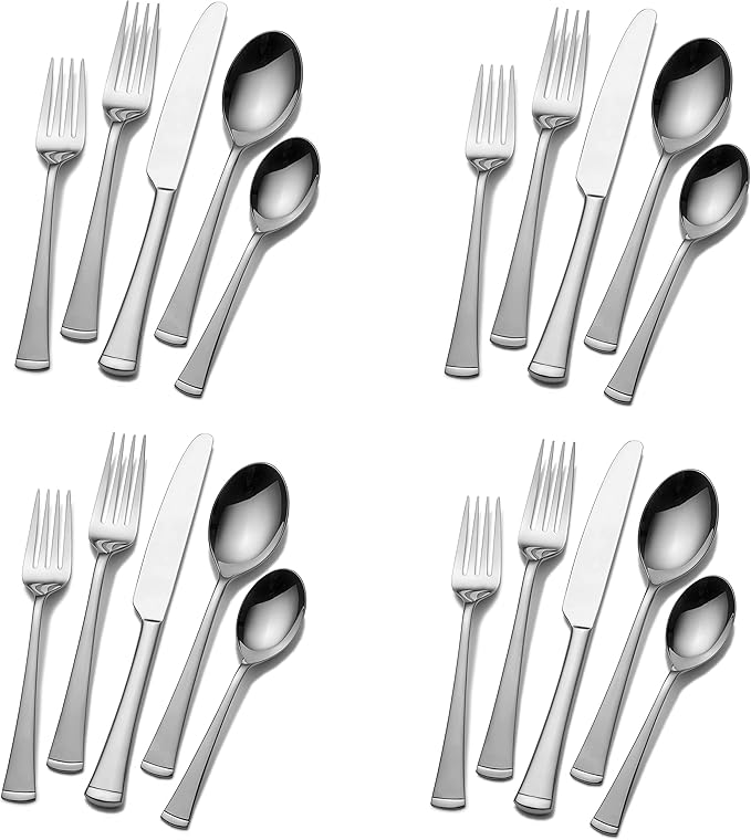 Gourmet Basics by Mikasa 5120788 Contempo 20-Piece Stainless Steel Flaware Set, Service for 4