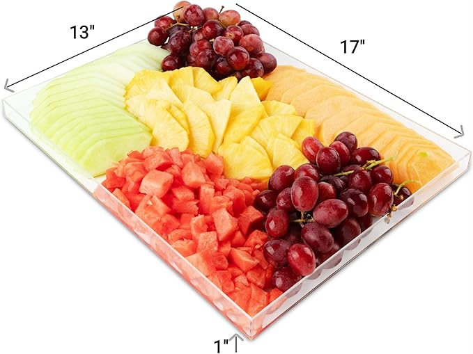 Acrylic Bathroom Countertop Tray - Small Organizer with Lid - 17”x13”x1” - Decorative Storage Trays for Coffee Table, Toilet Tank, Vanity & Room Décor