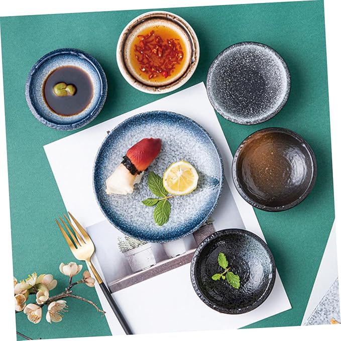 OUNONA 5pcs Dipping Plates Ceramic Sauce Dishes Seasoning Bowls for Appetizers Desserts Easy to Carry