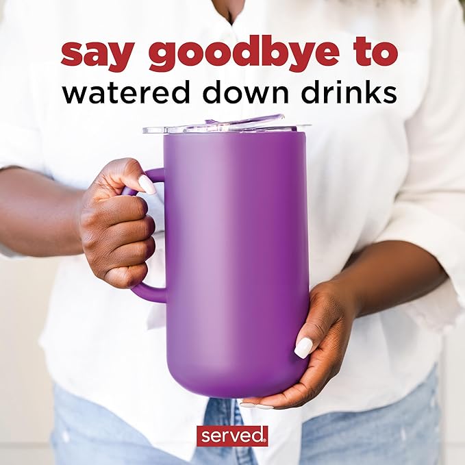 Served Premium Insulated Pitcher (2L/66oz) - Double Walled, Copper Lined Stainless Steel Pitcher with Lid - Vacuum Insulated Carafe for Hot Coffee, Tea, Iced Drinks, Water, Cocktails, and More