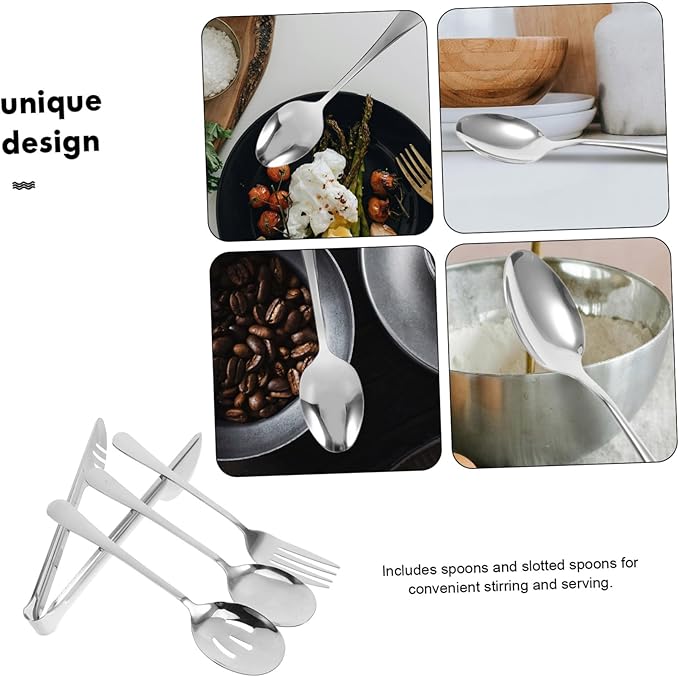 Alipis 2sets Travel Utensil Set Serving Spoon Set Reusable Silverware Party Tableware
