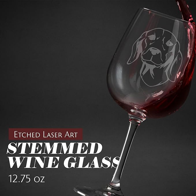 Etched Laser Art Personalized Dog Themed Etched Wine Glass - Custom Dog Breed Wine Glasses, Ideal for Pet Lovers, Unique & Personalized Birthday Gift for Men & Women - Serbian Hound (Balkan), 12.75 oz