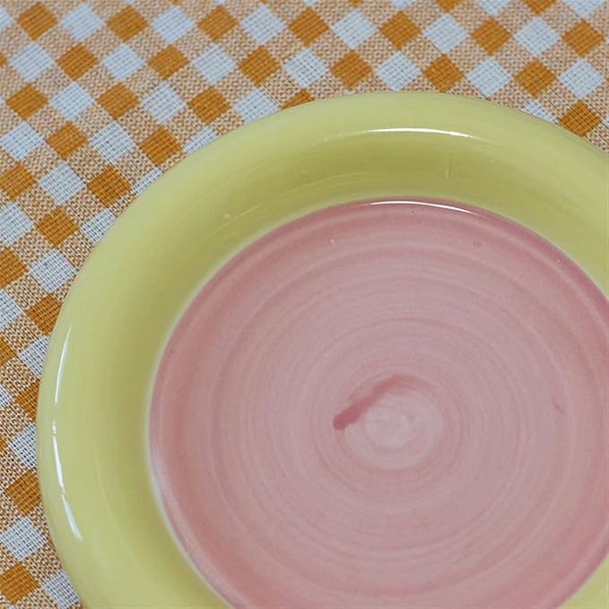 SONGCHAO Party Supplies Round Dinner Plate Cute Dessert Plate Ceramic Plate Home Dinner Salad Plate Color Breakfast Plate Plate Party Plates (Color : 002)