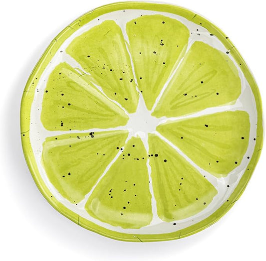 DEMDACO Decorative Hanging Fruit Inspired Appetizer Plate From Design Serving Collection 8 Inch Ceramic Stoneware Lime