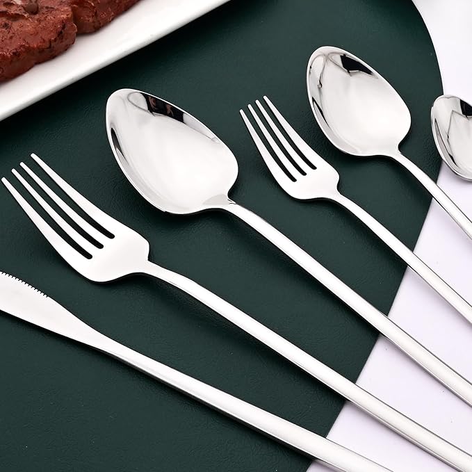 36-piece Silver 18/10 Stainless Steel Flatware Set, Resuable Cutlery Set For 6, Complete Tableware Set For Home Restaurant Wedding Party Daily Meal, Mirror Polish