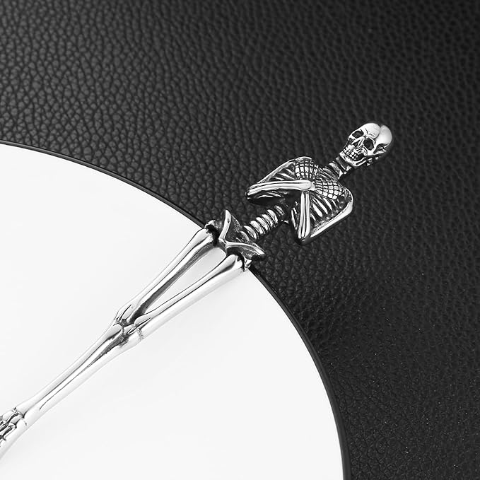 HZMAN Dinner Spoon Stainless Steel Flatware Spoon Gothic Skull Tableware for Home Kitchen Restaurant Halloween Easter Decoration