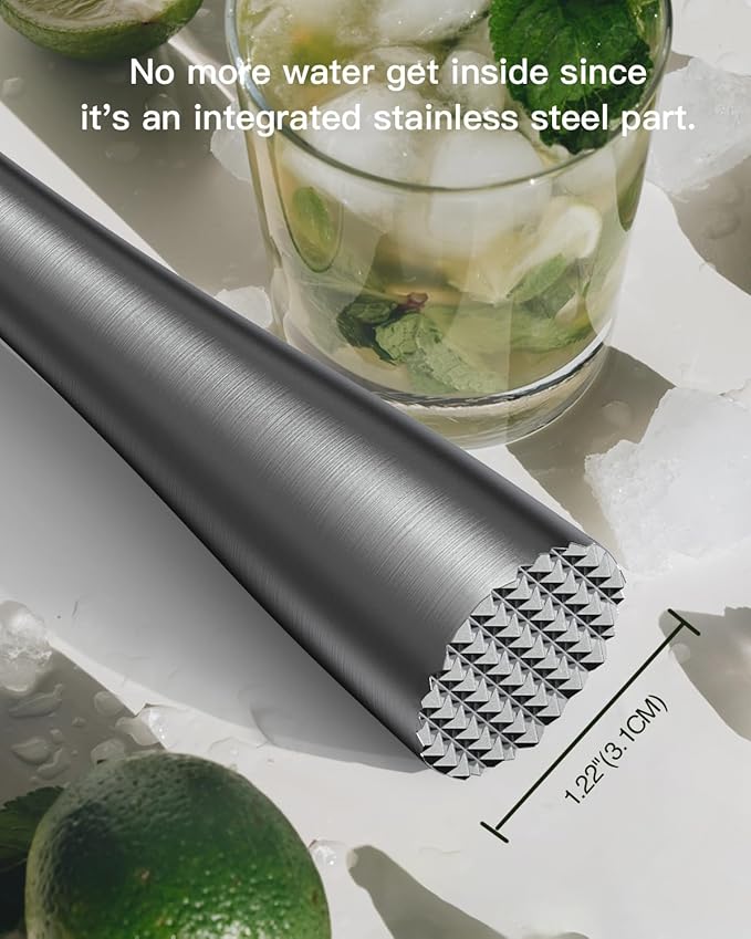 10 Inches Stainless Steel Muddler and Mixing Spoon for Cocktails, Bar Tools and Accessories - Create Delicious Mojitos and Other Fruit Based Drinks