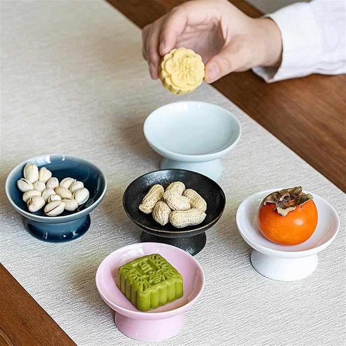 Condiment Plate Large Round Ceramic Dim Sum Plate for Desk, Snack Plate, Bone Plate for Appetizers, Potato Chips, Fruits, Desserts, Snacks, Ceramic Sauce Plate