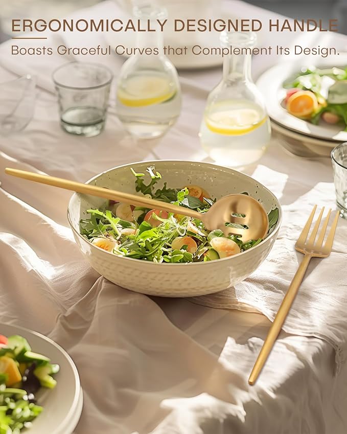 Serving Utensil Set,Ollex 5-Piece Stainless Matte Hostess Serving Utensil Set with Serving Spoon,Slotted,Sugar Spoon,Butter Knife serving set for Parties Buffet,Dishwasher Safe