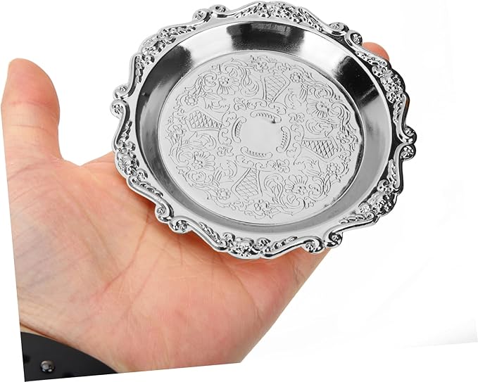Garneck 6Pcs Mini Vintage Metal Snack Trays for Fruits Nuts Candy Food Serving Platters for Parties and Home Dining Elegant Silver Fruit Bowls for Appetizers and Dry Foods