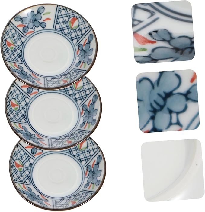 PRETYZOOM 3pcs Japanese Glazed Ceramic Plates Dipping Bowl Seasoning Dish Salad Plate Easy Clean