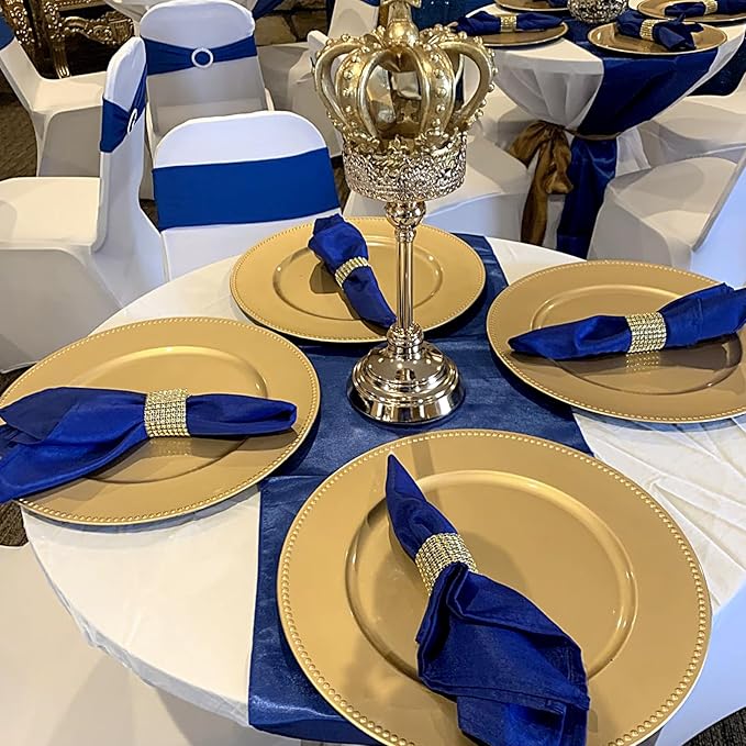 24 Pcs Gold Charger Plates Bulk, 13" Round Beaded Plate Chargers for Dinner Plates, Decorative Dinner Chargers Plastic Table Chargers for Wedding Holiday Party Baby Shower Event Decoration (Gold)