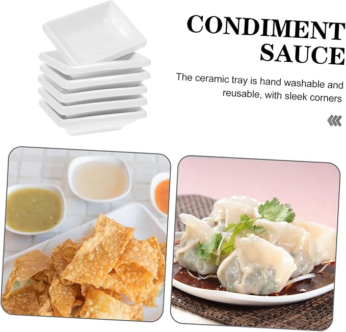IMIKEYA 6pcs Ceramic Snack Plate Condiment Plate Charcuterie Bowls for Appetizer Serving Relish Tray Division for Sauce Dip