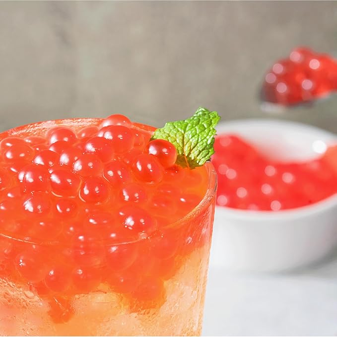 Tea Zone [1 Pound] Raspberry Popping Pearls, Bursting Pearls for Teas, Shakes, Smoothies, Dessert Toppings