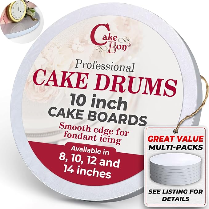 Cakebon Round Cake Boards - Sturdy 1/2 Thick Drums - 10 Inch Professional Smooth Straight Edges White 6-Pack